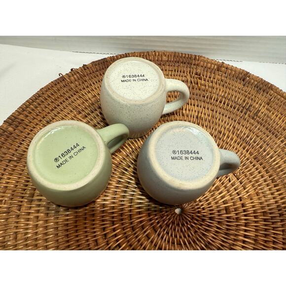 Espresso Mini Pot Belly Mug Set  3 Ceramic speckled finish, Cafe - Picture 1 of 8